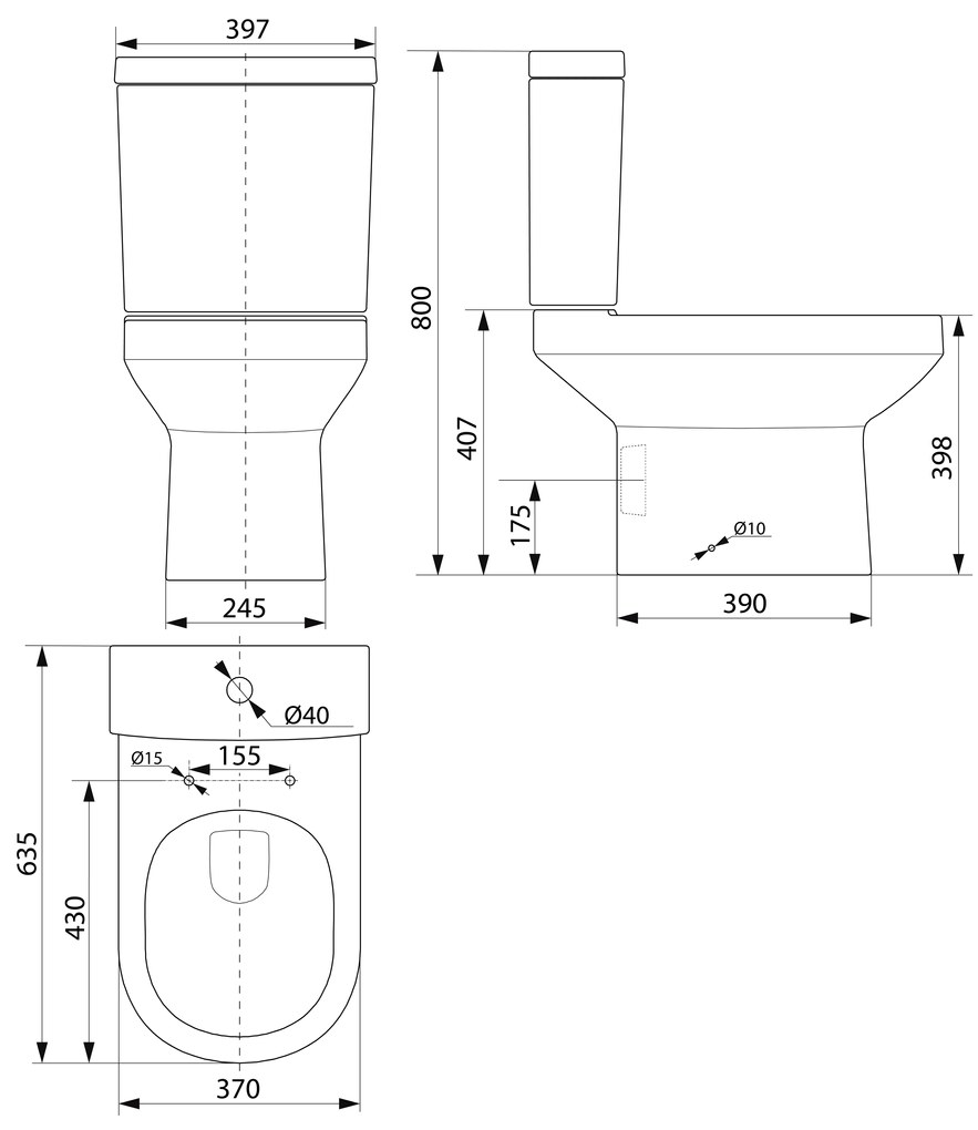 Aqualine Aqualine, VERMET WC kombitál, alsó/hátsó hulladék, fehér, VR038