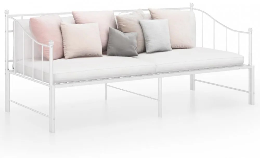 fehér fém kihúzható kanapéágykeret 90 x 200 cm