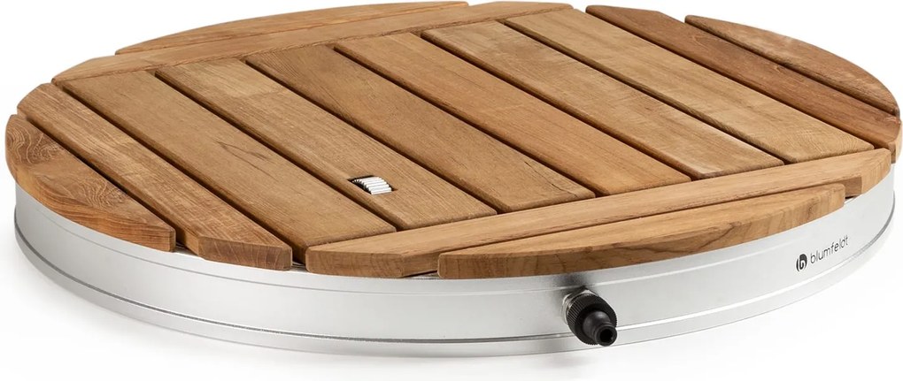 Blumfeldt Sumatra Teak Round, kerti zuhanyzó, alumínium, teakfa, fogantyú