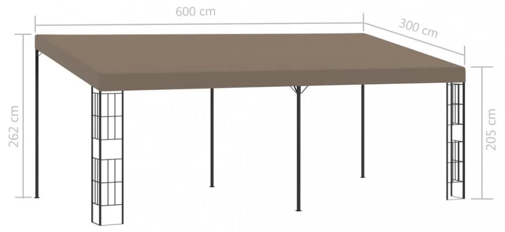 tópszínű falra szerelhető szövetpavilon 6 x 3 m