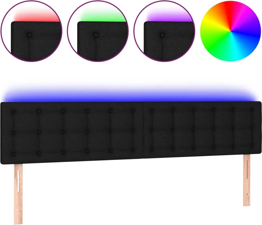 vidaXL fekete szövet LED-es fejtámla 160x5x78/88 cm