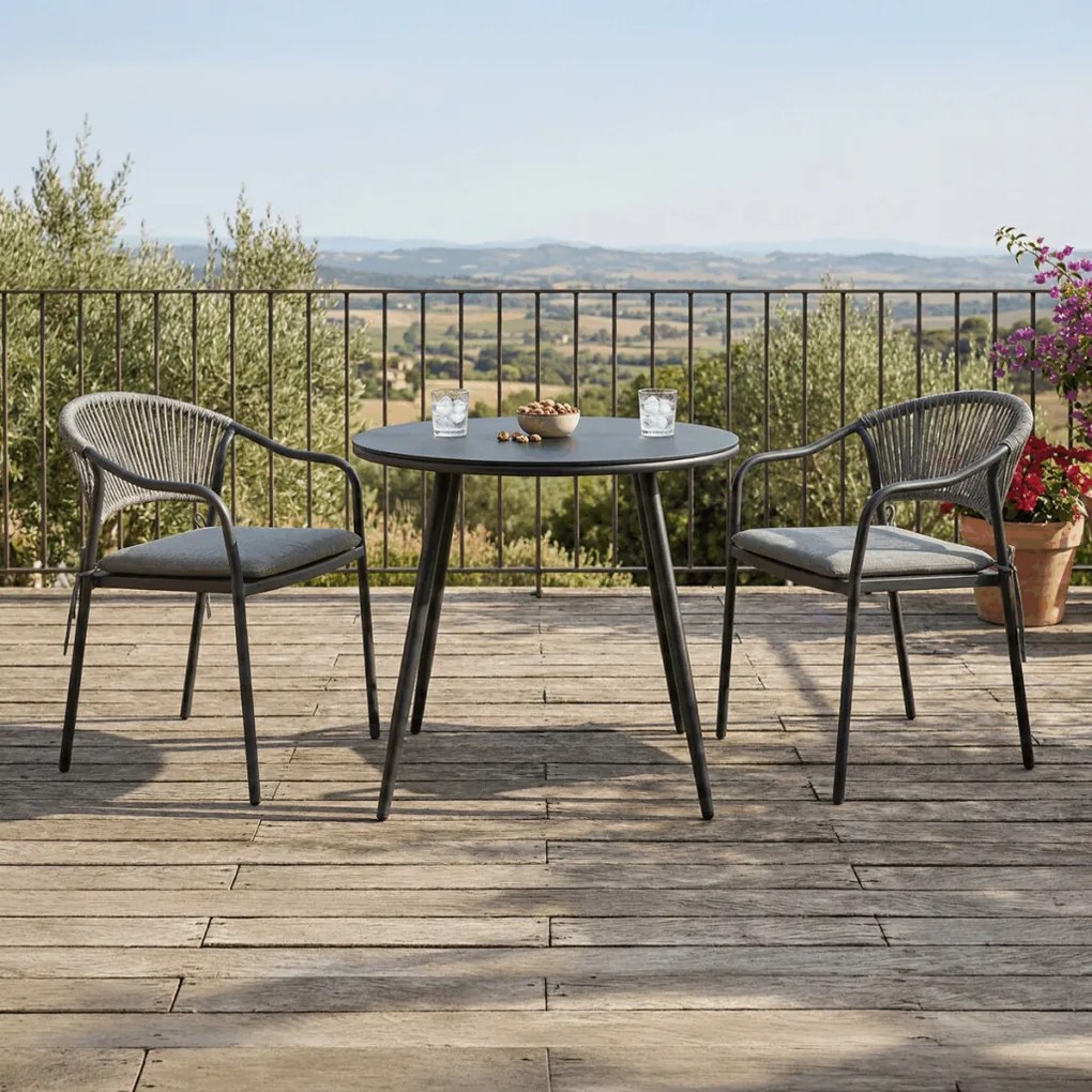 Kerti szék, fém, polyrattan, szürke, AZC-L1352 GREY