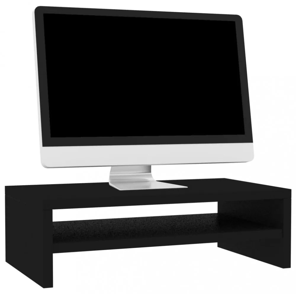 fekete szerelt fa monitorállvány 42 x 24 x 13 cm