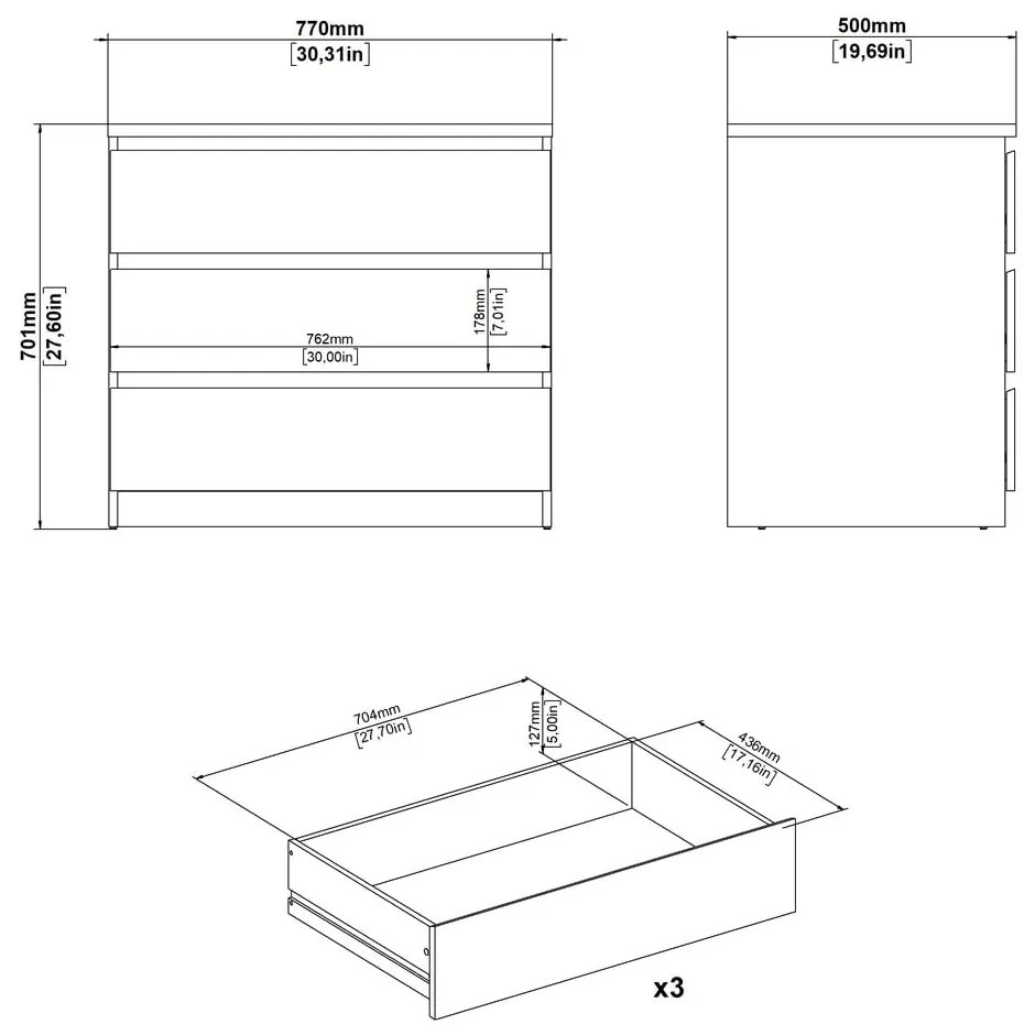Natúr színű komód tölgyfa dekorral 77x70x50 cm Naia – Tvilum