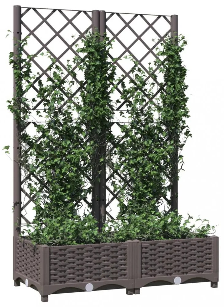 barna polipropilén rácsos kerti ültetőláda 80 x 40 x 121,5 cm