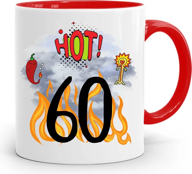 Születésnapra 60 60-es 60-as Bögre Piros Ajándék nyomott mintával
