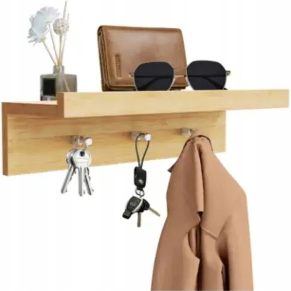 Bambusz fából készült fali akasztó az előszoba fürdőszobájába kulcstartó