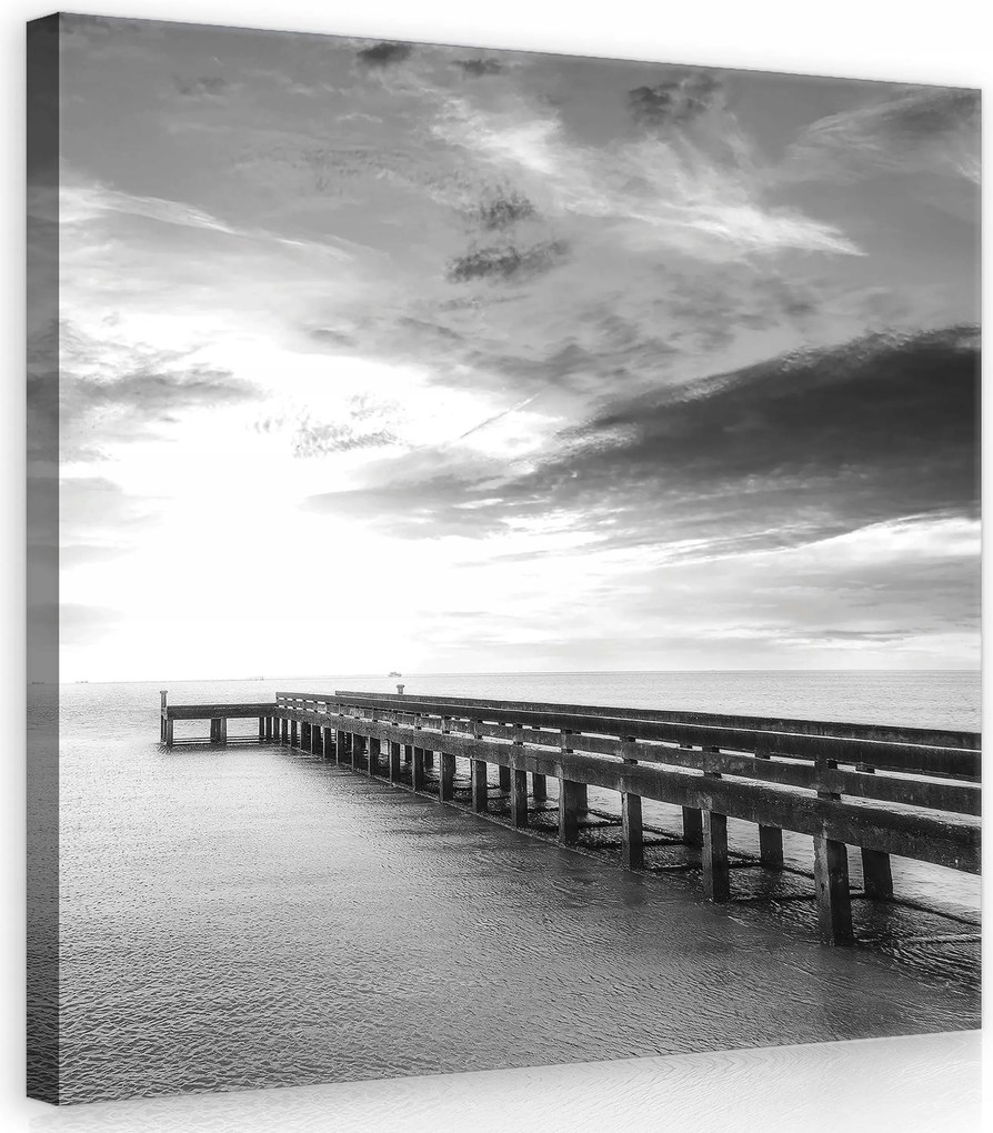 Vászonkép 40x40 Móló tenger óceán ég felhők naplemente/napfelkelte nyugalom