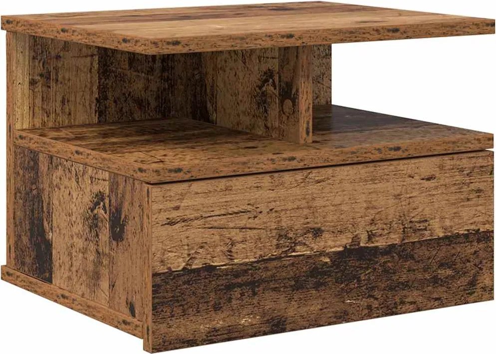 vidaXL Lebegő éjjeliszekrény fiókkal Öreg fa 40 x 31 x 28 cm Faanyag