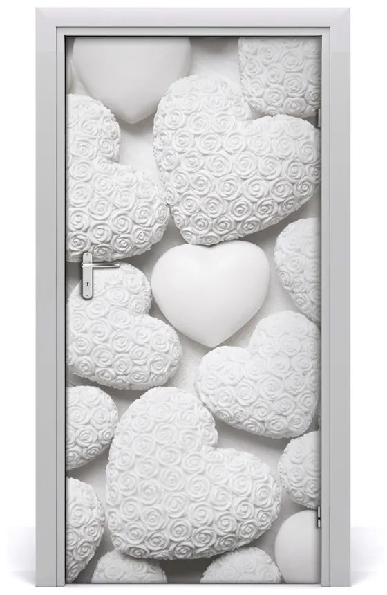 Ajtó tapéta Fehér háttér szív 95x205 cm