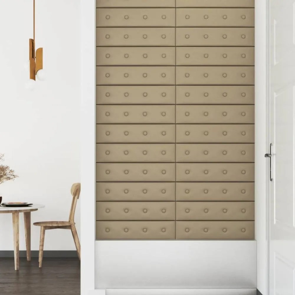 12 db cappuccino színű műbőr fali panel 60 x 15 cm 1,08 m²