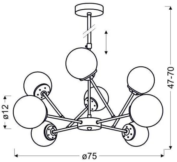 Csillár rúdon BEST 8xE14/40W/230V