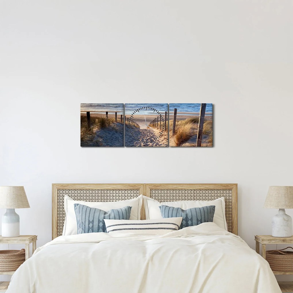 Kép - Út az északi-tengeri strandra, Hollandia (órával) (90x30 cm)