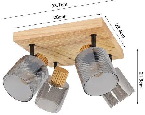 Brilagi - HYGGE spotlámpa 4xE14/15W/230V fa/füstszínű