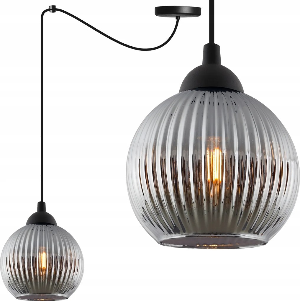 Mennyezeti Függőlámpa Csillár E27 Pók Fekete Loft Grafit Üveg Gömb