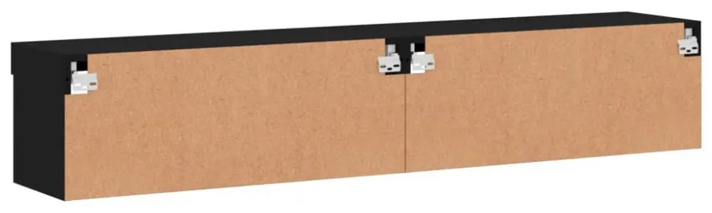 2 db fekete TV-szekrény LED-világítással 80x30x30 cm