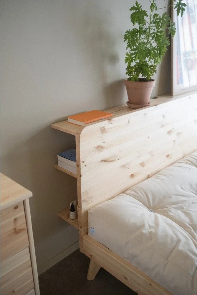 Barna borovi fenyő franciaágy ágyráccsal 160x200 cm Retreat – Karup Design