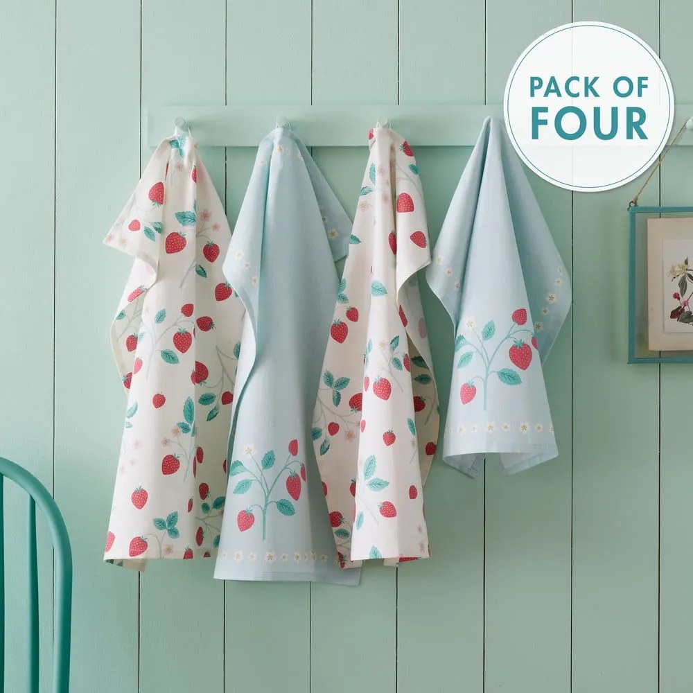 Pamut konyharuha szett 4 db-os 50x70 cm Strawberry Garden – Catherine Lansfield