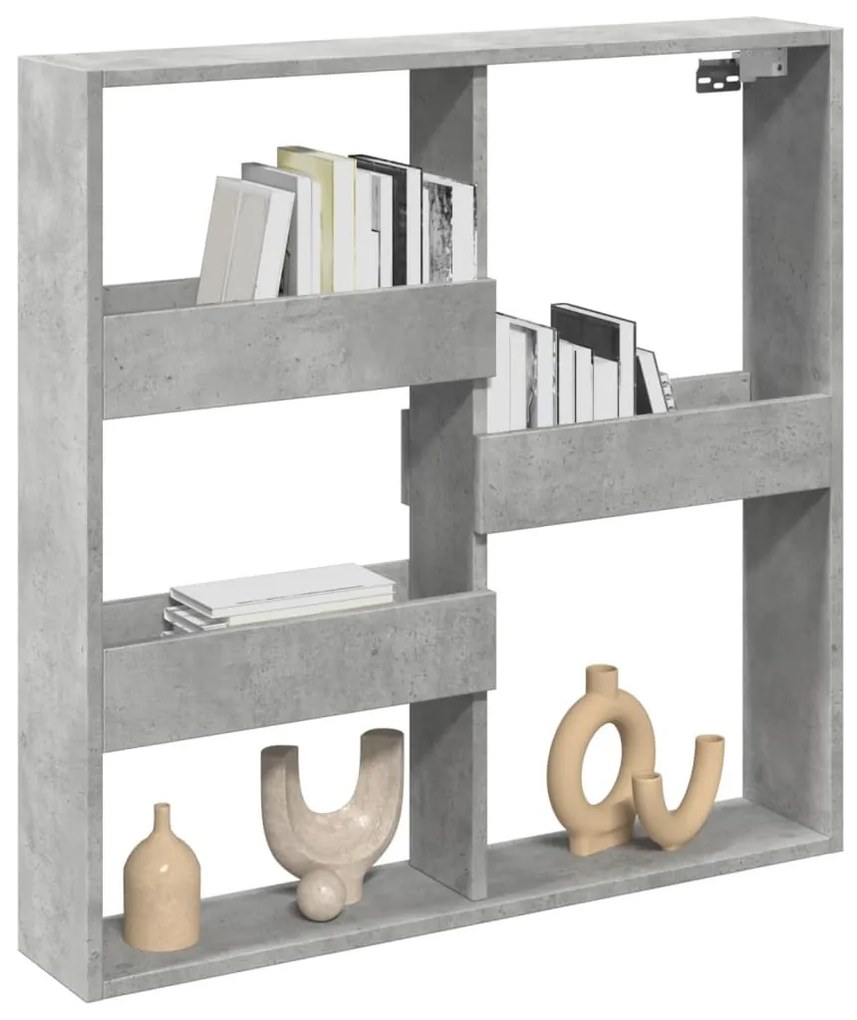 betonszürke szerelt fa faliszekrény 80 x 15 x 80 cm