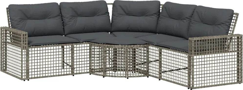 vidaXL L-alakú szürke polyrattan kerti kanapé párnákkal és lábtartóval