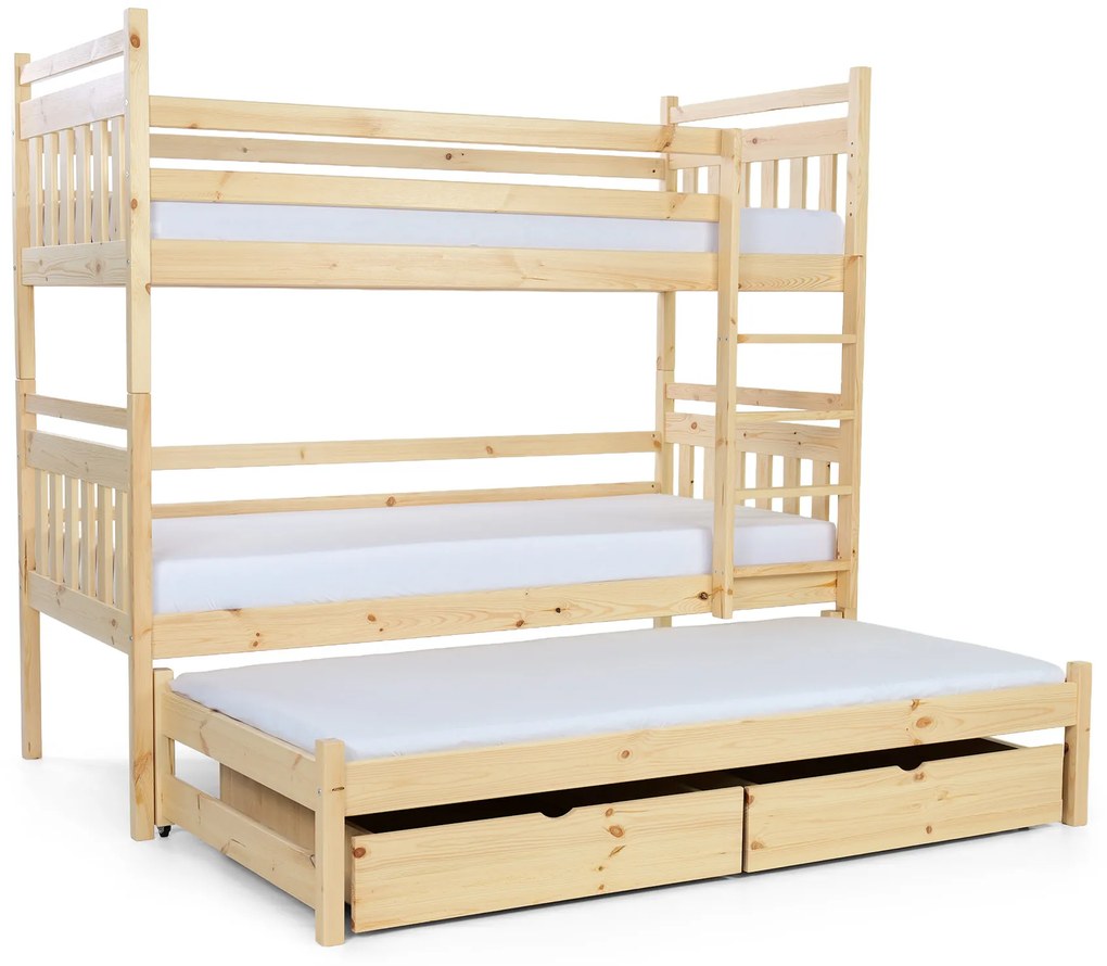 Wilsondo PETRA 5 emeletes ágy pótággyal - natúr borovi Méret: 180x80