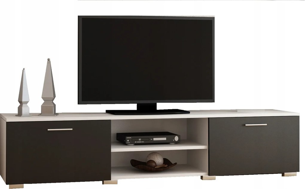 Asztal rtv szekrény Roma 150cm fehér fekete komód Per