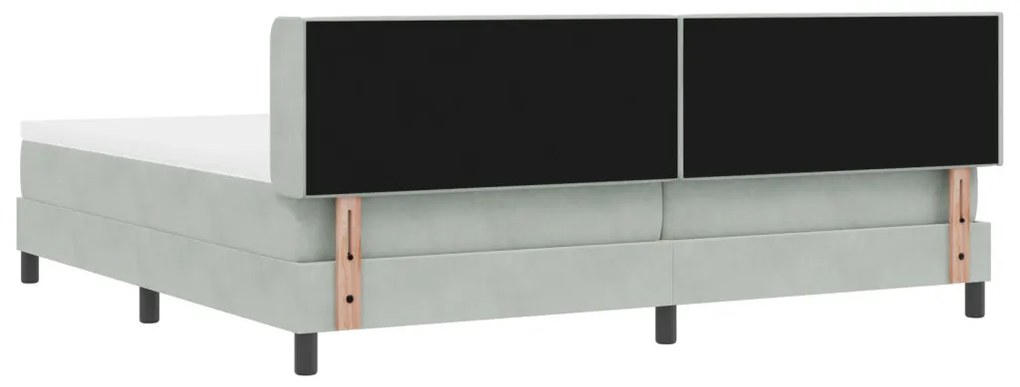 Boxspring Ágy Matrac 200x200 cm Világosszürke Bársony