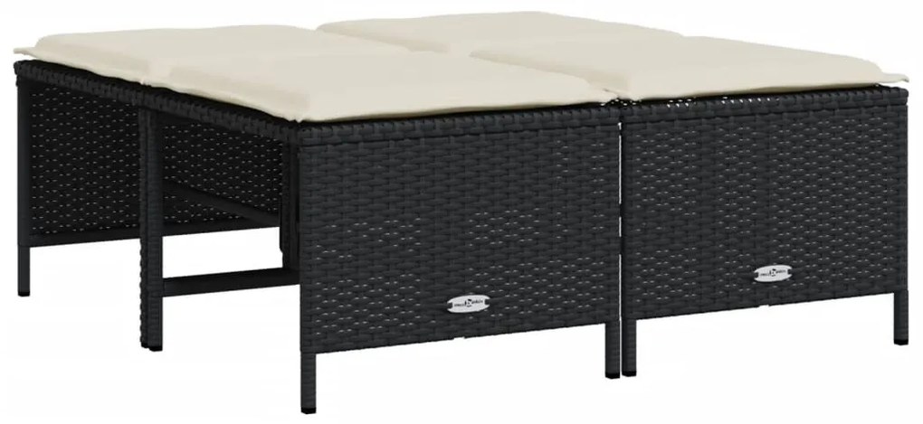 4 db fekete polyrattan kerti szék párnákkal