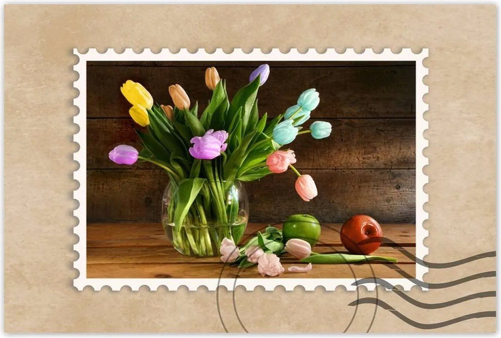 Poszterek 90x60 Csokor Színes tulipánok