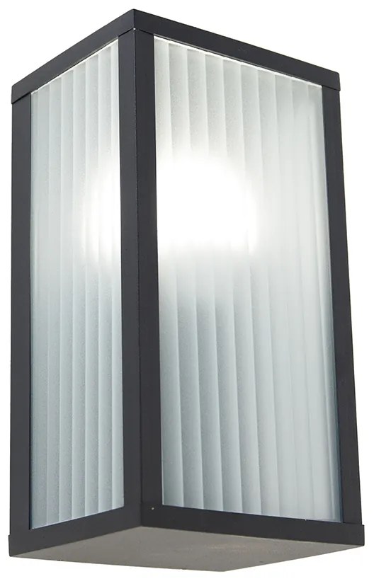 Okos kültéri fali lámpa fekete bordázott üveggel, WiFi A60-nal - Charlois