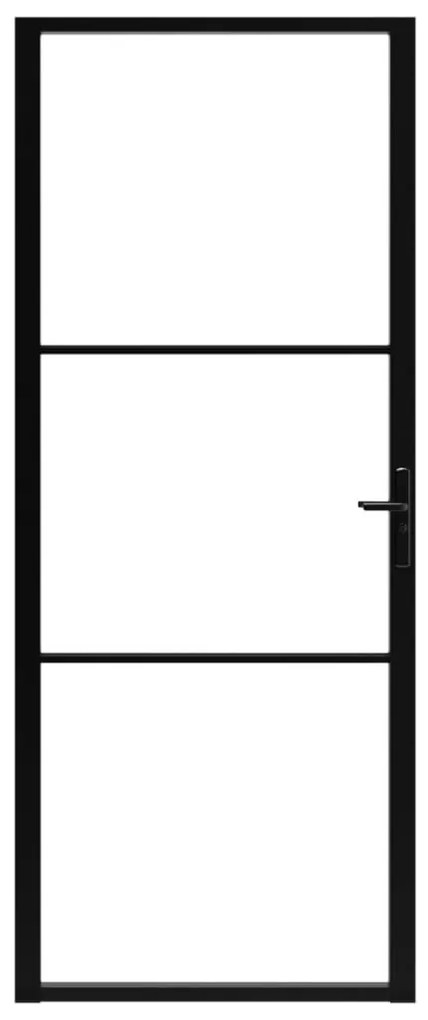 Fekete ESG üveg és alumínium beltéri ajtó 93 x 201,5 cm