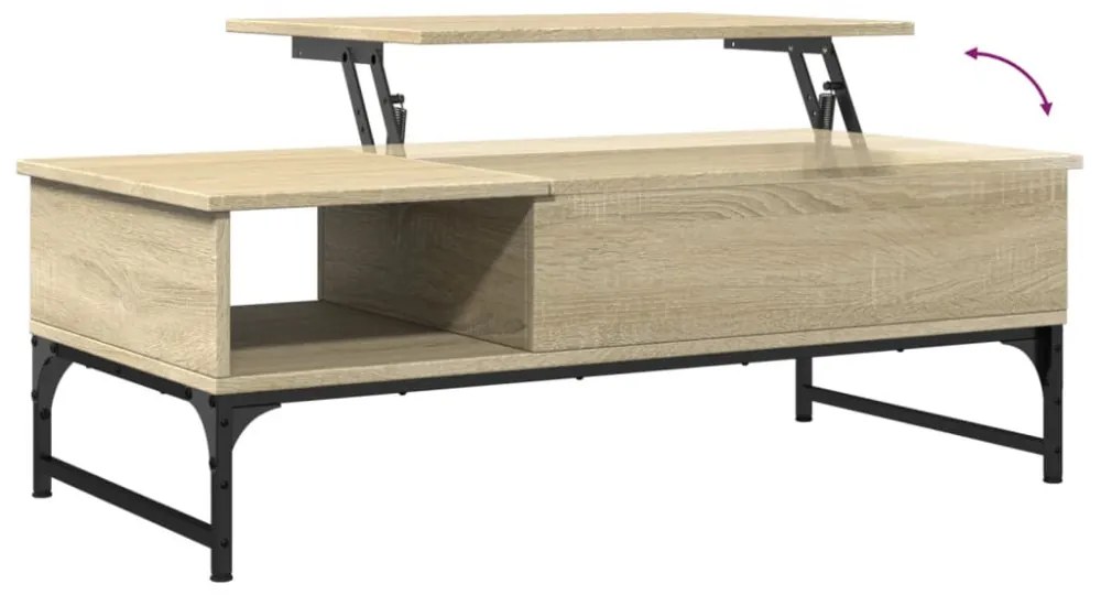 sonoma tölgy szerelt fa és fém dohányzóasztal 100 x 50 x 35 cm