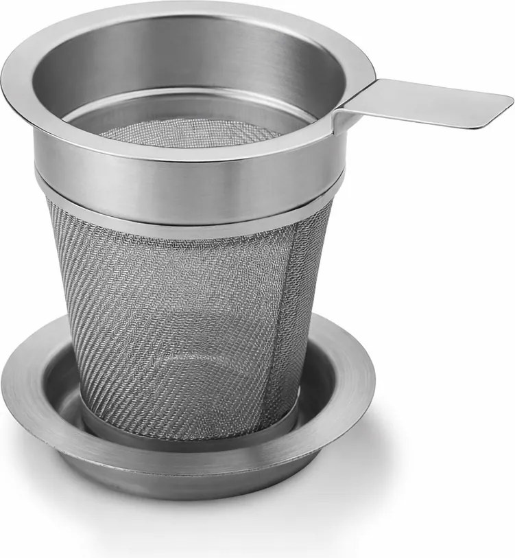 Rozsdamentes teaszűrő teáskannához alátéttel (5 cm)