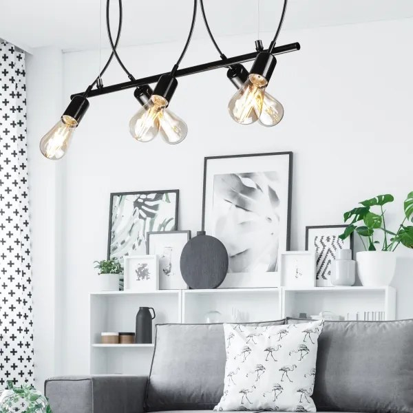 Csillár zsinóron TARO 5xE27/60W/230V fekete