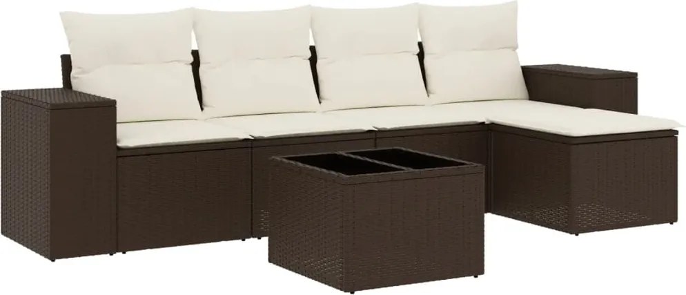 vidaXL 6 részes barna polyrattan kerti ülőgarnitúra párnával
