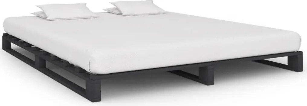 vidaXL szürke tömör fenyőfa raklap ágykeret 180 x 200 cm