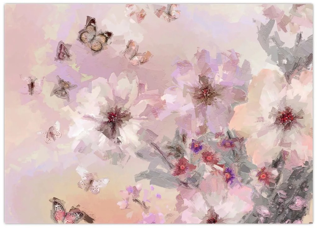 Kép - Művészeti kollázs pillangókkal (70x50 cm)