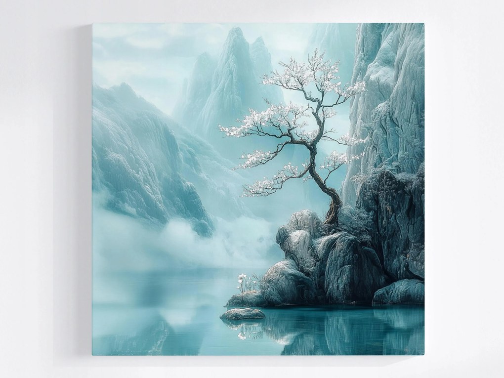 Canvas Keleti Cseresznye Hegyek Türkiz Japán Zen 40x40