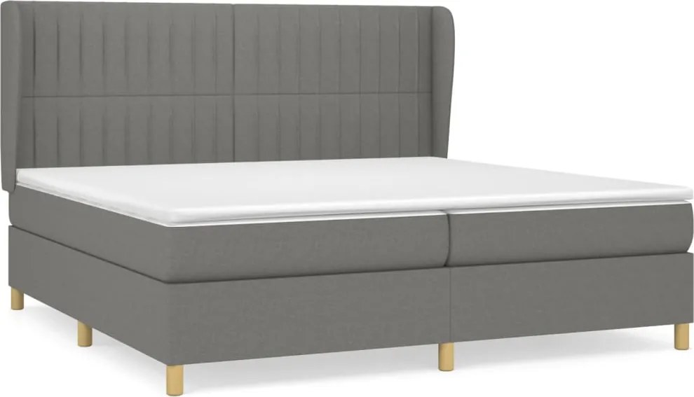 vidaXL sötétszürke szövet rugós ágy matraccal 200 x 200 cm