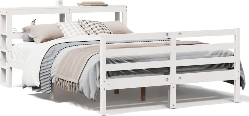 vidaXL fehér tömör fenyőfa ágy matrac nélkül 150 x 200 cm