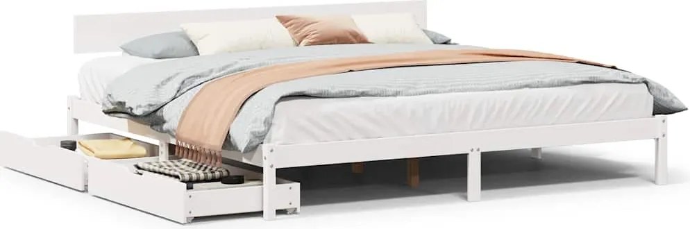 vidaXL fehér tömör fenyőfa ágy matrac nélkül 200 x 200 cm