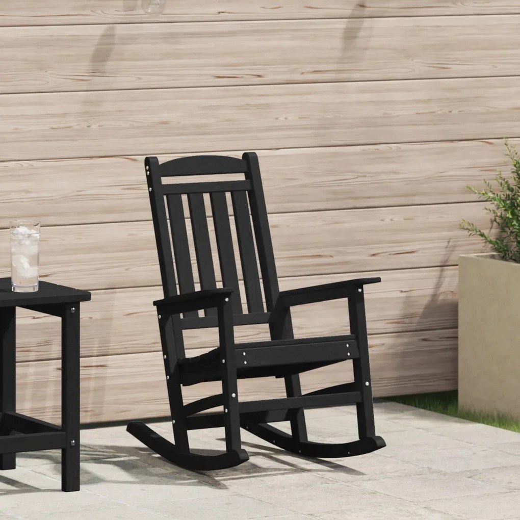Kerti Hintaszék Fekete 70x92x108 cm HDPE