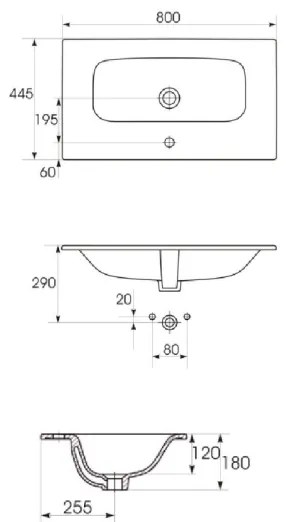 Cersanit S801-538 - Falra szerelhető NIKO fürdőszobaszekrény mosdóval 80x45 cm fehér