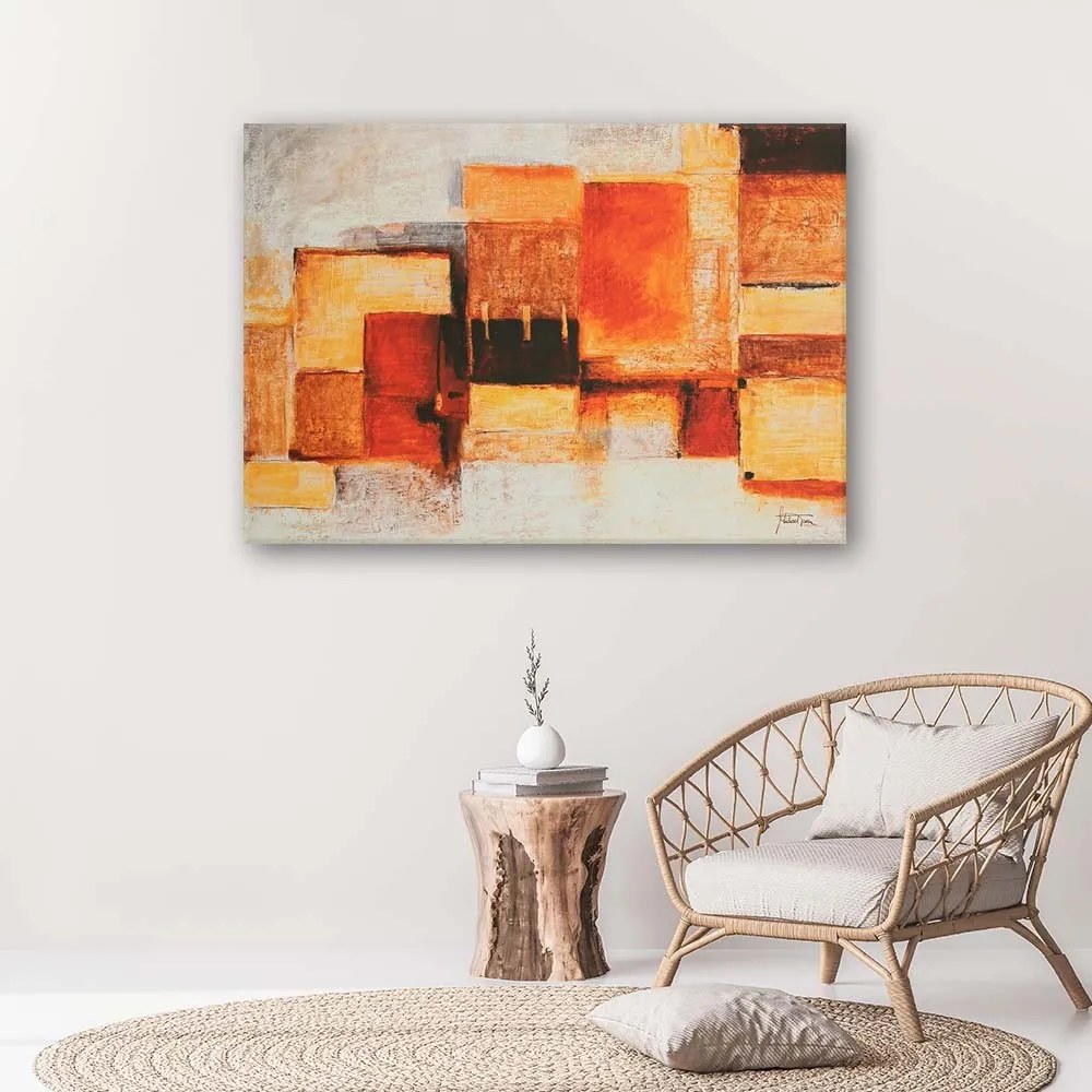 Gario Vászonkép Geometrikus absztrakció meleg színekben Méret: 120 x 80 cm