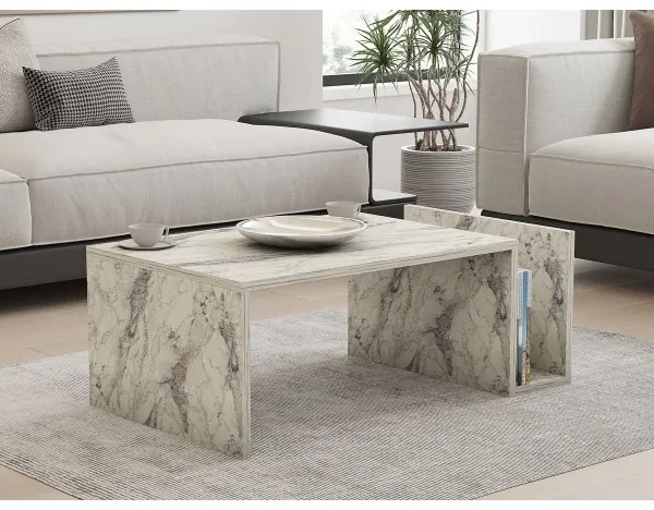 MONEL dohányzóasztal, szürke márvány dekor