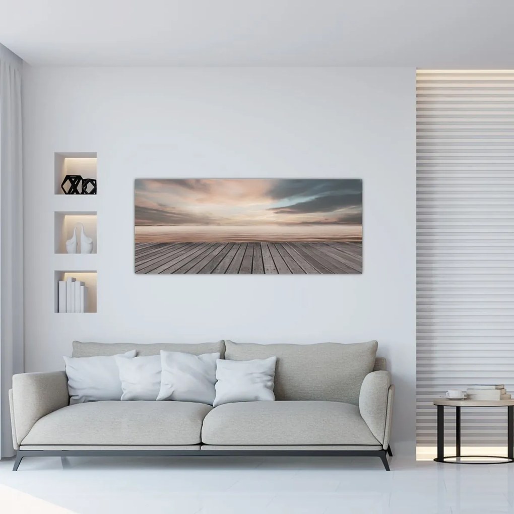 Kép - Móló naplementében (120x50 cm)