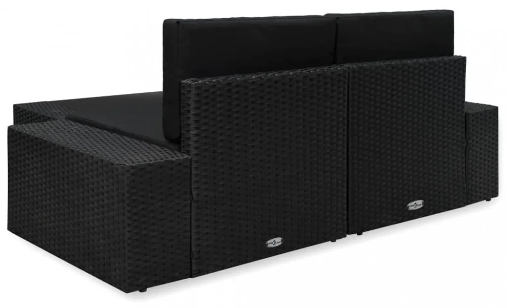 3 részes fekete polyrattan kerti ülőgarnitúra