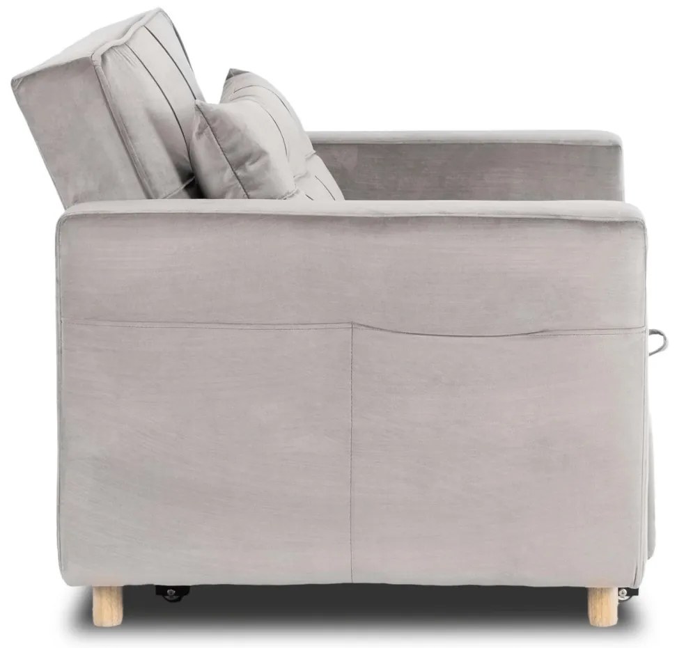 Ágyazható Fotel Szürke Bársony Kárpittal. SOLOR