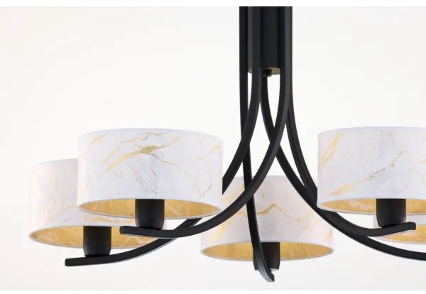 Jupiter 2104 - ARTHUR láncos csillár 5xE27/15W/230V fehér/fekete/márványmintás