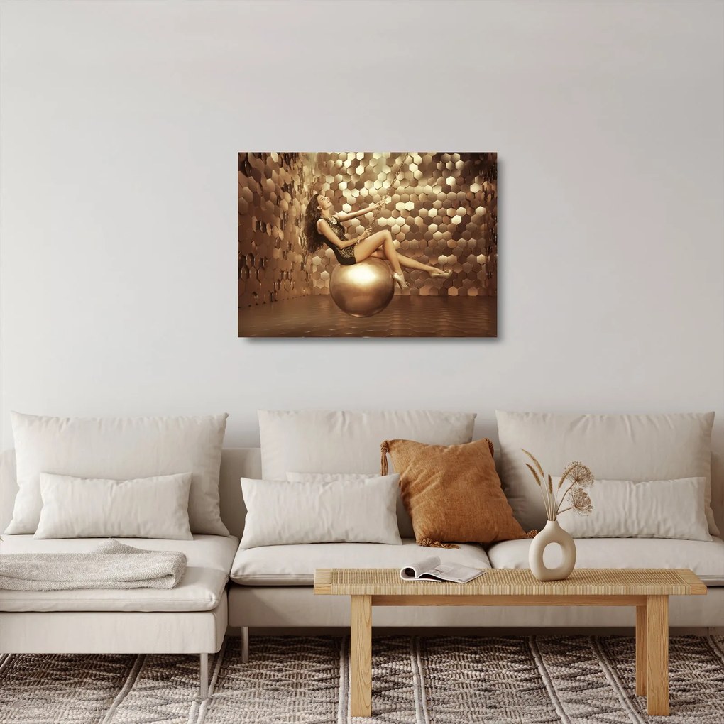Egy nő képe egy arany szobában (üvegen) (70x50 cm)